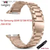 Horlogebanden drie kralen massief volledig roestvrij stalen band voor Samsung GEAR S2 SM-R720/SM-R730 slimme bandjes platte gesp polsbandjes Y240321