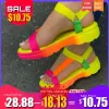 Stövlar kvinnor skor 2020 mode godis färger krok loop kil plattform sandaler kvinnor utomhus nonslip skor kvinna sommar sandaler