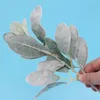 Decorative Plates 14Pcs Artificial Flocked Greenery Leaves Short Stems Faux Lambs Ear Urn Filler Plants For Home Wedding