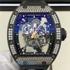 Berömd fancy watch rm armbandsursserie rm055 ntpt kolfiber diamant inlagd mode fritid sportmaskiner armbandsur