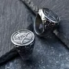 Diable Satan Pentacle 14K bague en or blanc Baphomet chèvre Goth Punk soufre Léviathan croix hommes judaïsme amulette bijoux