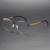 Gafas de sol Marcos Diseñador Doble Haz Estilo Aviación Sin tornillos Gafas de acero inoxidable Mujeres Retro Redondo Óptico Miopía