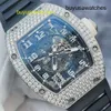 Orologio da polso sportivo con diamanti Orologio da polso RM Rm010 Ag Wg Back Diamond 18k Platinum Orologio meccanico automatico con diamanti pieni di diamanti