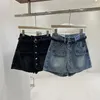 Calções femininas para mulheres bolsos de cinto projetado ins denim curto feminino estilo coreano cintura alta verão streetwear anti-esvaziado dropship