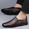 Casual Schuhe Aus Echtem Leder Männer Turnschuhe Slip Auf Büro Handgemachte Sand Schwarz Wohnungen Korea Stil Luxus Für