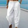 Men's Pants Striped Texture Wide Leg Sweatpants With Elastic Waist Deep Crotch Soft Breathable Sports For Comfort