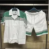 Polos masculinos Real Po Camisa Clássico Logotipo Listrado Impresso Tops Shorts Preppy Calças de Alta Qualidade Definir Homens Mulheres Roupas Camisas Havaianas