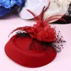 Berets fascinator chapéus para mulheres pillbox boné com flor pena malha véu e clipe de cabelo cocktail chá festa headwear dropship