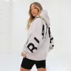 Kadın Hoodies Kız Sweatshirt Sıradan Mektuplar Baskı Sweatshirt Kadınlar Moda Uzun Kollu Gevşek Sokak Giyin