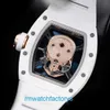 Casual Wristwatch Unisex RM Wrist Watch RM52-01 Skull Head White Ceramic Manual Mechanical Full Hollow Movement Mens Watch