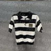 Striped Women Polo Tops Luksusowy projektant kontrastowy Bluzka krótkie rękawowe codzienne dzienne koszule z dzianiny