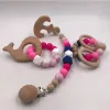 Halsband baby silikon teether pacifier klipp leksak mat klass pärla vård dusch gåva halsband hängen diy hantverk set