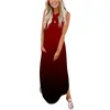 Casual Dresses Tops Gradient Printing Loose 2024 Women's Summer Dress Outfits Sundress STEVELESS Split Maxi With Pocket