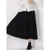 Юбки Sweet Mori Girl, однотонная ажурная полуюбка с вышивкой для женщин, свободная хлопковая юбка трапециевидной формы средней длины, длинная Kawaii Faldas
