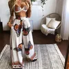 Women Boho Outfits Summer Lady Tryckt ärmlös Camis toppar breda ben Löst byxor 2 -stycken Set Vetement Femme A40 220511