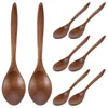 Spoons 8pcs Dessert Spoon Soup Wooden Honey Kitchen Stirring Wood Stirrer