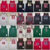 Maillot de basket-ball rétro Dennis Rodman 91 Man Vintage Derrick Rose 1 Scottie Pippen 33 Stripe Broderie Pur coton Athletic Wear Chemise de bonne qualité