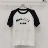 Women's Knits Tees Designer Brand 24 New Early Spring Sticked Short Sleeved Black and White Color Matching Design för Miao Family Top, samma stil 3EZG