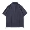 Erkekler Sıradan Gömlek Yaz Büyük Boy Kargo Gömlek Erkekler Dönüş Yaka Tees Fashion Harajuku Street Giyim Baggy T-Shirt Üstler Giyim Erkek Plus