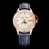 التاريخ الثلاثي التقويم 3100V A4400 رجال أوتوماتيكي مشاهدة Twf 40mm Moonphase Rose Gold Beige Dial Blue Edition Edition Edition Reloj Hombre Ptvc