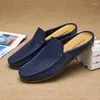 Bequeme Lazy Flat Freizeitschuhe Slip-On Herren Halbsommer-Flats Atmungsaktive leichte Muller-Hausschuhe