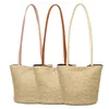 Borsa tote Borsa da donna Borsa a tracolla casual in paglia Borsa a secchiello intrecciata da donna con cinturino bianco crema