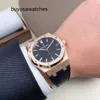 Popularny luksusowy zegarek na rękę nad ręką na rękę Royal Oak Series 15510or oo D002CR.02 Rose Gold Black Face Mens Masher Business Watch