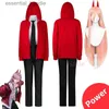 cosplay Anime Kostuums ChainsMan Chain Man Makima Rollenspel Rode Jas Contact Duivels Hoorn Pruik Halloween Party Uniform GirlC24321