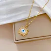 Naszyjniki inspirowane Sun Eye Naszyjnik dla kobiety Złotego CZ Ochrona szkliwa z słonecznikiem Unikalne akcesoria biżuterii 2024