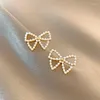 Stud Earrings Bowknot Imitation Pearl Cross Vintage Metal Round Flower Hoop Ear Ring For Women Simple Versatile Earring Jewelry