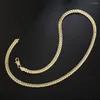 Chains 925 Sterling Silver Chain 18K Gold Plated 6MM Full Sideways Necklace For Women Men Party Gift Fashion Engagement Wedding Jewelry