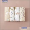 Decken Swaddling Elinfant Solid Print Farbe Baumwolle 4-teiliges Geschenkset Musselin Ddle 120 110 cm Born Baby Badetuch Wrap Drop Lieferung Kinder Otwzv