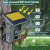 Caméras de chasse 4K haute définition chasse sentier piège caméra vision nocturne WiFi panneau solaire vidéo étanche IP66 faune sport caméra activée Q240321