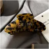 Hårklipp Barrettes Luxury French Alloy Letter Clip Leopard Print Color Vintage Style Shark Classic Trendy Jewel Girl Friend GI DHQS1