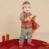 Abbigliamento etnico per bambini Tradizionale stile cinese ricamato Hanfu Top Pantaloni Tang Suit Baby Boy Year Festa di compleanno Abiti orientali