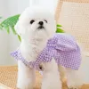 Vêtements de chien mignon Bow robe à carreaux vêtements de mode été chiot princesse jupe doux chat mariage costumes pour animaux de compagnie Chihuahua