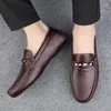 Chaussures décontractées en cuir véritable pour hommes, classiques, légères, élégantes, pour mariage, conduite, assorties avec tout, été, 2024