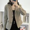 Abiti da donna 2024 Classico Khaki monopetto Blazer allentato per le donne Abbigliamento da ufficio Cappotto di moda Giacca da abito di base Femmle Chic Outwear