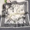 Seidenschals Seidenschals Frühling Mode vielseitige Seidenquadratschalte hochgradige Schals Frauen zeigen weiße Nackenschutzschals