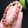 Link Bracelets 10MM Natural Red Hair Quartz Bracelet Women Charm Simple Circle Strand Bangles Yoga Energy Wrist Jewelry 1PCS