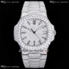 2021 TWF Paved Diamonds 5711 324SC 324CS Automatic Mens Watch Stick Markers Fully Iced Out Diamond Stainless Steel Bracelet Super 287B