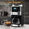 10-Tassen-Kaffeemaschine mit Mahlwerk, Touchscreen, automatischer Brühfunktion, Heizplatte, 1,5-Liter-Wassertank, abnehmbarem Filter – geeignet für den Heim- und Bürogebrauch