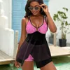 Kvinnors badkläder rosa bladtankini baddräkt sexiga blad tryck bikini set kvinnlig sling anpassad surfing feminin bikinis biquinis