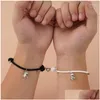 Charm Bracelets 2Pcs Magnetic Stainless Steel Dinosaur Pendant Heart Couple Lover Friend Men Women Braid Rope Bangle Drop Delivery Jew Ot5My