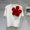 Kadınlar Tişörtleri 2024 Yaz Klasik Stil Stereo Ayçiçeği Tişörtleri Kadınlar Renk Çarpışma Tasarımı Kısa Kollu Tshirt Ladies Tops