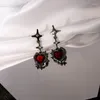 Dangle Earrings Gothic Dark Red Heart Star Y2K Cool Zircon Love Cross Personality Fashion Simple Alloy Earring