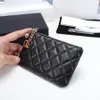 10a de alta qualidade de couro genuíno caviar cavaleiro feminino zero carteira wallet wallet titulares de cartões femininos designer push wallet woman 007