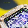 RM Watch Moissanite Montre RM11-03 RG Automatique Mécanique Satin Givré Grade 5 Alliage De Titane Arrière Diamant Montre De Luxe Pour Hommes RM1103
