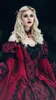 Gothic Winter Medieval Wedding Dresses Red and Black Renaissance Fantasy victorian vampires Country Wedding Dresses With Caped Long Sleeves