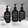 Liquid Soap Dispenser 3pcs 500ML Round Bottles Frosted Matte Black Lotion Plastic Bottle Shampoo Conditioner With 6pcs Labels